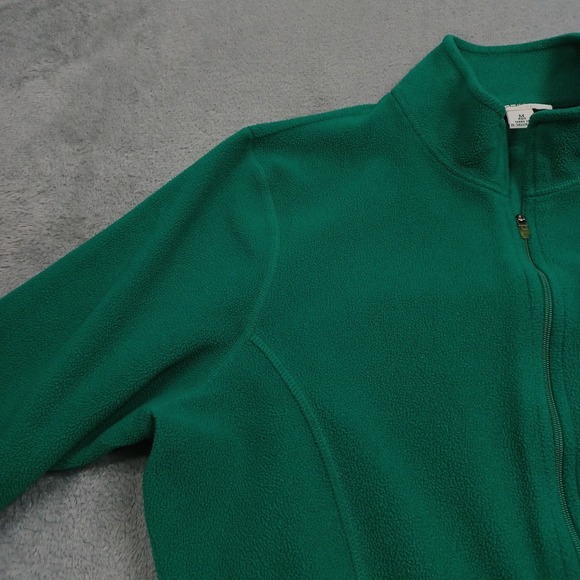LL Bean Jacket Womens Medium Green Fleece Full Zip Pockets Outdoor Casual a2 - Picture 2 of 8